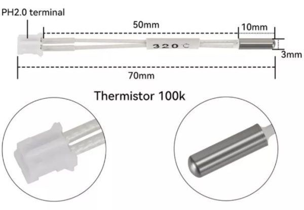 TERMISTOR 100K CREALITY K1 / K1 MAX / V3 KE - Imagen 2